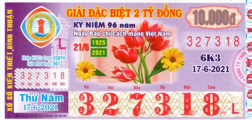 Mẫu vé số Bình Thuận 17-6-2021