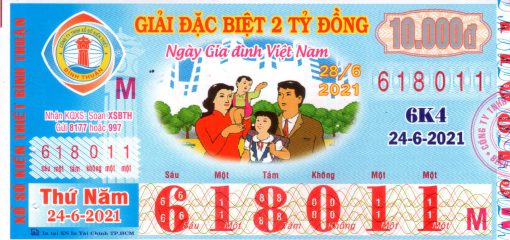 Mẫu vé số Bình Thuận 24-6-2021