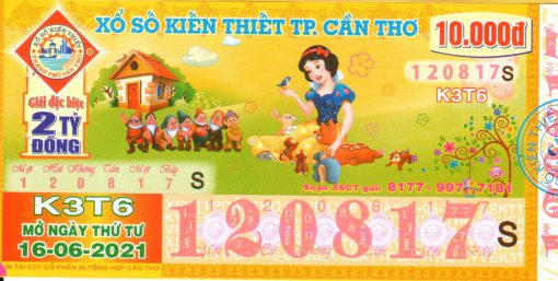 Mẫu vé số Cần Thơ 16-6-2021