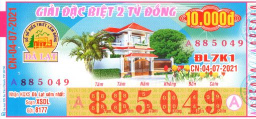 Mẫu vé số Đà Lạt 04-07-2021