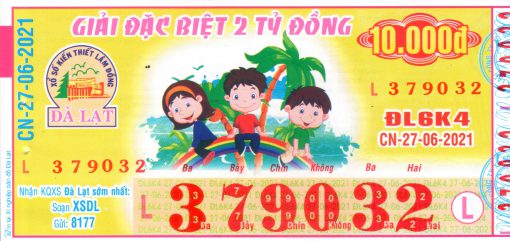 Mẫu vé số Đà Lạt 27-06-2021