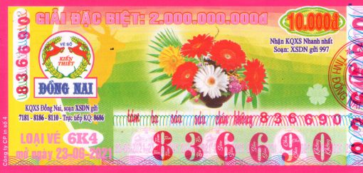 Mẫu vé số Đồng Nai 23-6-2021