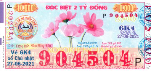 Mẫu vé số Kiên Giang 27-06-2021