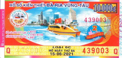 Mẫu vé số Vũng Tàu 15-6-2021