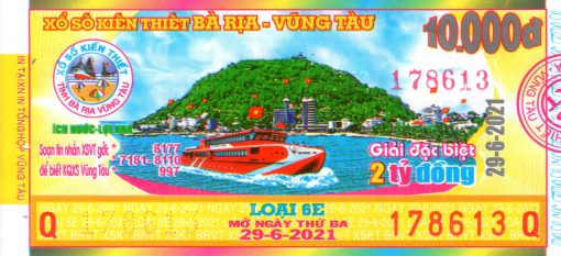 Mẫu vé số Vũng Tàu 29-6-2021