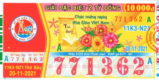 Mẫu vé số Bình Phước ngày 20-11-2021