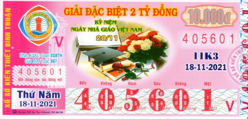 Mẫu vé số Bình Thuận ngày 18-11-2021