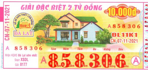 Mẫu vé số Đà Lạt ngày 7-11-2021