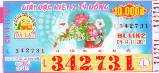 Mẫu vé số Đà Lạt ngày 14-11-2021