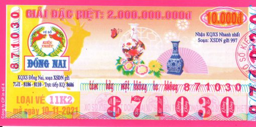 Mẫu vé số Đồng Nai ngày 10-11-2021