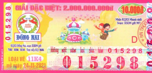 Mẫu vé số Đồng Nai ngày 24-11-2021