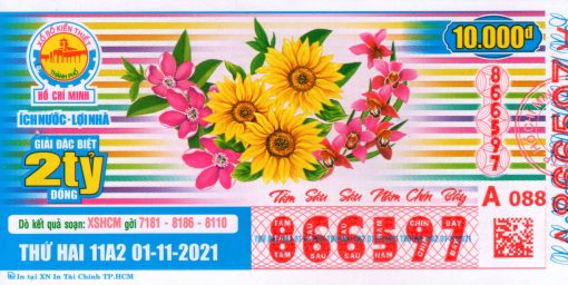Mẫu vé số Hồ Chí Minh ngày 1-11-2021