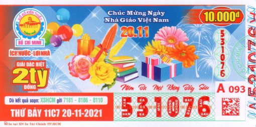 Mẫu vé số Hồ Chí Minh ngày 20-11-2021