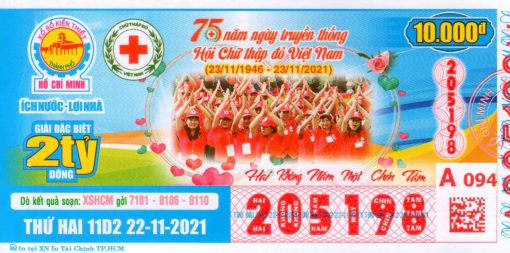 Mẫu vé số Hồ Chí Minh ngày 22-11-2021