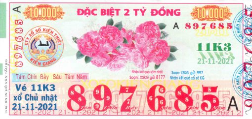 Mẫu vé số Kiên Giang ngày 21-11-2021
