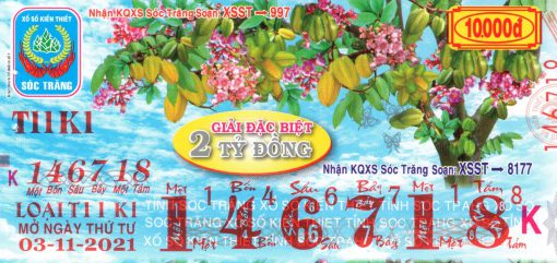 Mẫu vé số Sóc Trăng ngày 3-11-2021