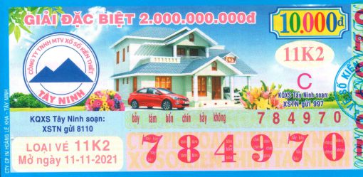 Mẫu vé số Tây Ninh ngày 11-11-2021