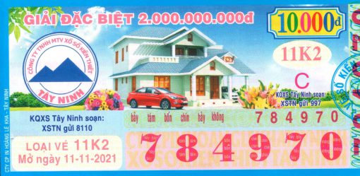 Mẫu vé số Tây Ninh ngày 11-11-2021