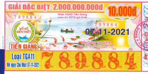 Mẫu vé số Tiền Giang ngày 7-11-2021