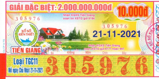 Mẫu vé số Tiền Giang ngày 21-11-2021