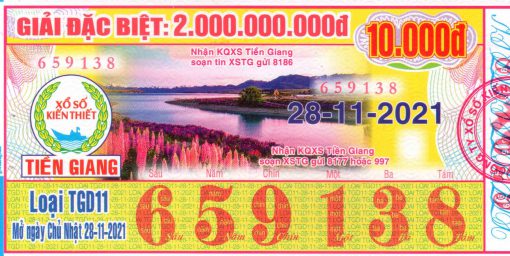 Mẫu vé số Tiền Giang ngày 28-11-2021
