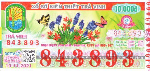 Mẫu vé số Trà Vinh ngày 19-11-2021