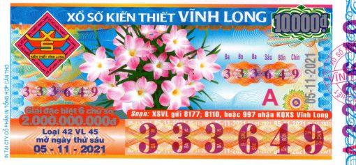 Mẫu vé số Vĩnh Long ngày 5-11-2021