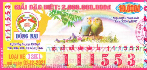 Mẫu vé số Đồng Nai ngày 01-12-2021