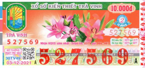 Mẫu vé số Trà Vinh ngày 03-12-2021