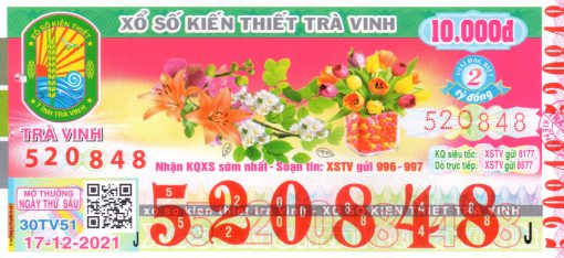 Mẫu vé số Trà Vinh ngày 17-12-2021